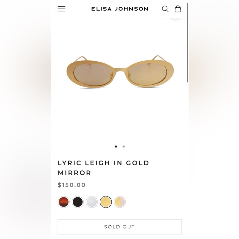 SOLD OUT EVERYWHERE - Elisa Johnson Lyric Leigh sunglasses in Gold Mirror - Picture 2 of 8